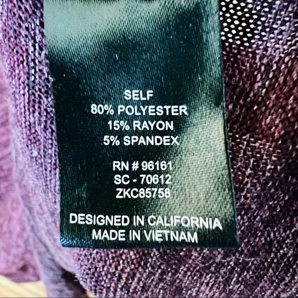 Bebop Be You Be Free maroon purple spacedye knit 3/4 sleeve dress S - Picture 6 of 7